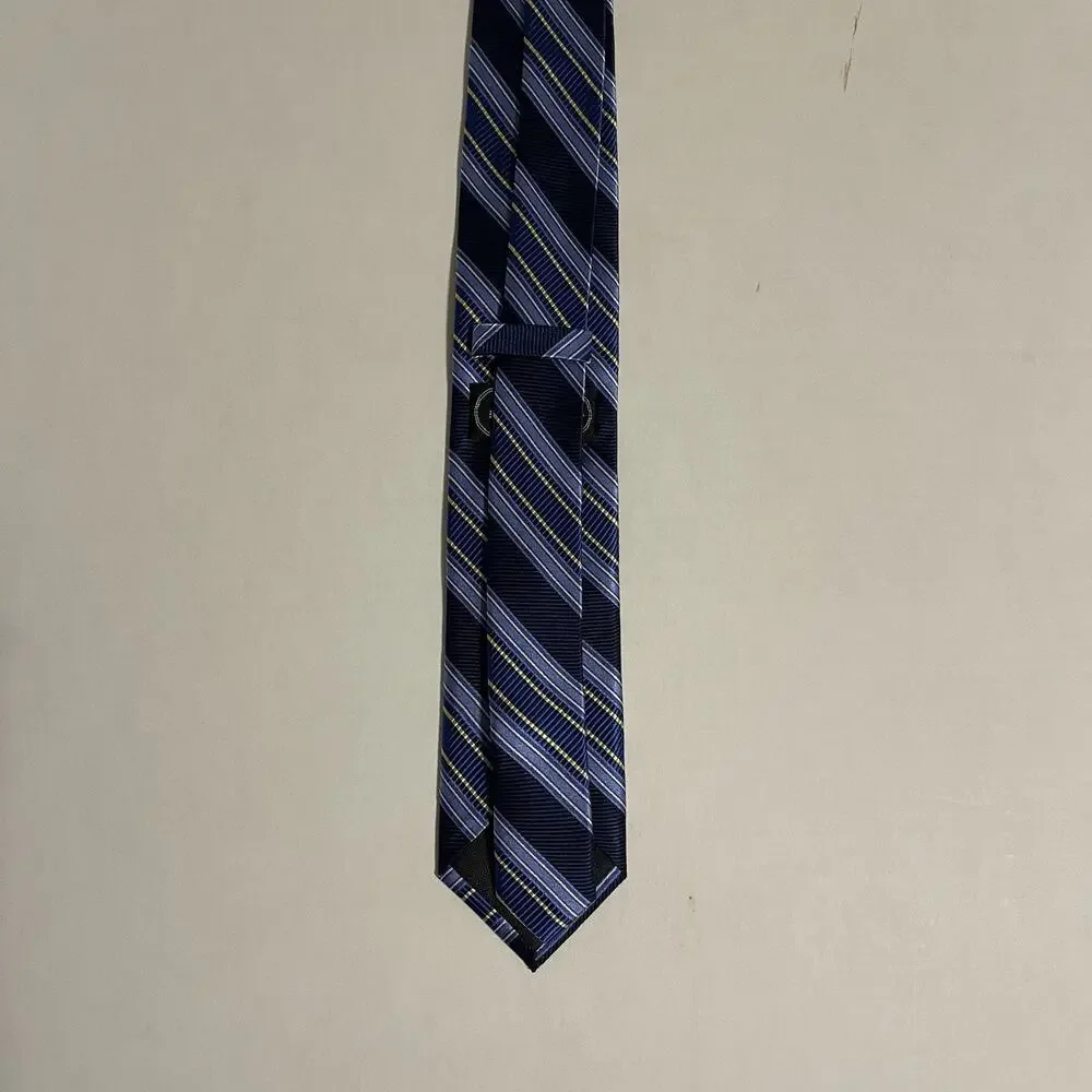 Bruno Piattelli 100%‎ silk striped tie in multi-color blue and yellow